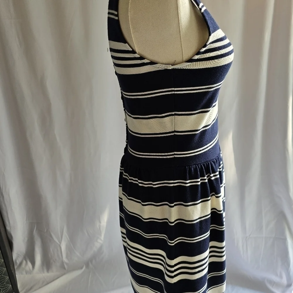 J  Crew NWT Dress Black and White Stripe Sleeveless Button Back Mini XS - Picture 5 of 10
